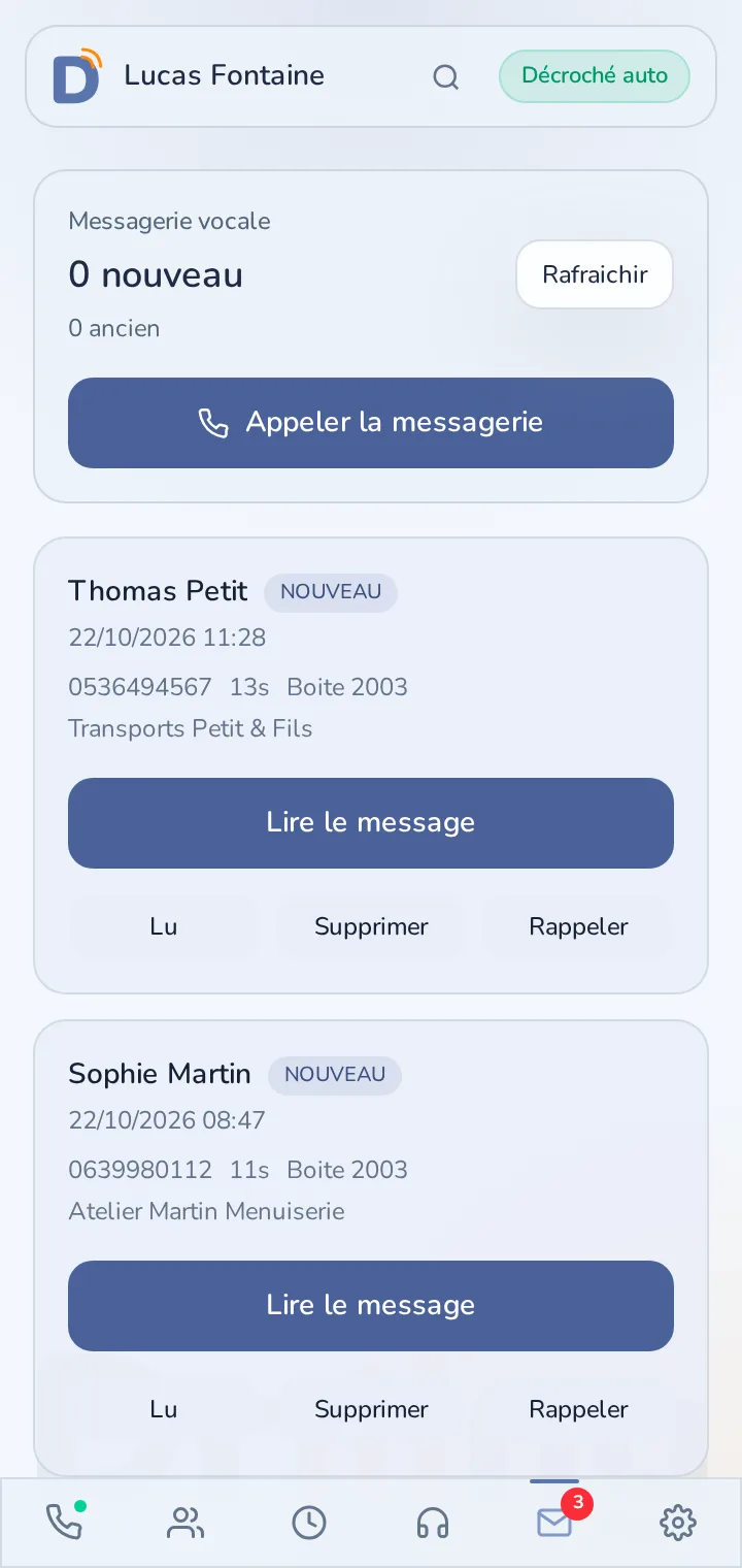 Messagerie vocale dans Driiing