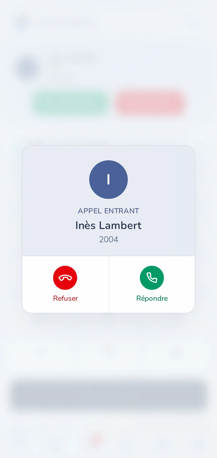Appel entrant dans Driiing